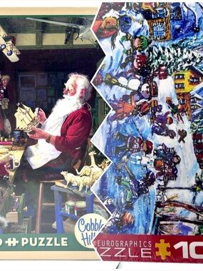 NEW Christmas Puzzle Bundle Cobble Hill 1000pc & Eurographics 100pc Sealed